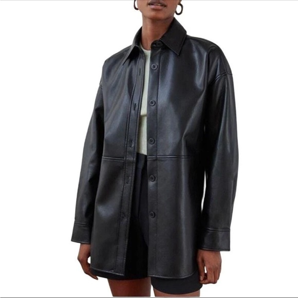 Babaton Jackets & Blazers - Babaton Aritzia Pelli black vegan leather shirt jacket size S